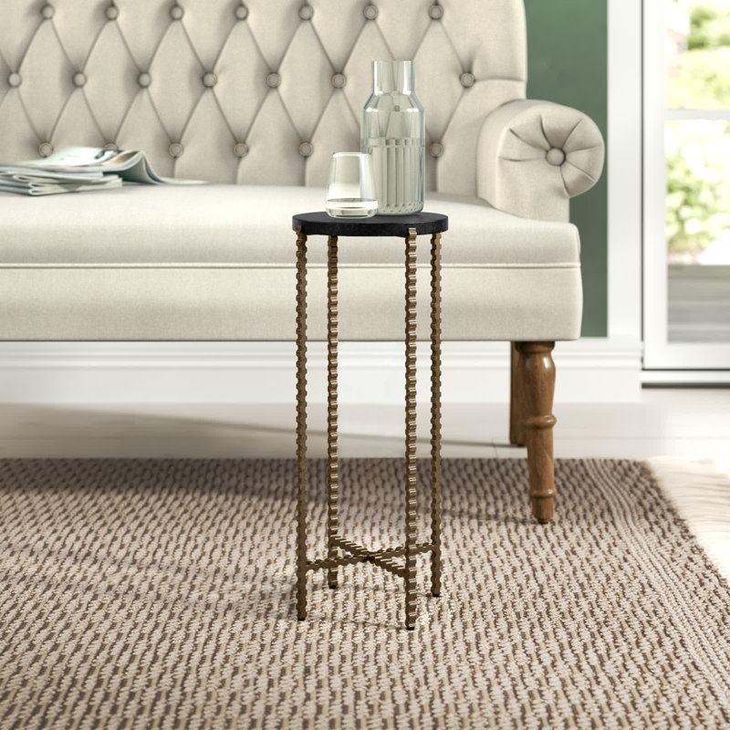Zoa 21.75'' Tall End Table, Black Granite/Gold
