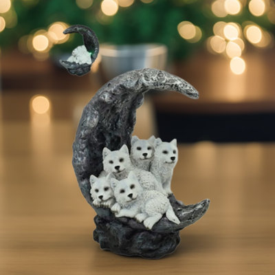 Figurine loup 7,75 "avec lune
