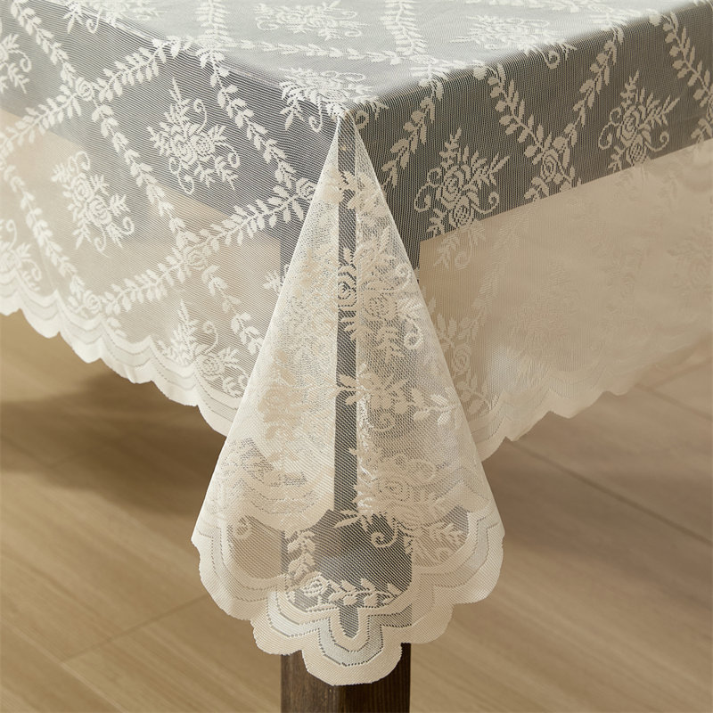 Nappe Hayson Floral Lace, Lin taupe, L 104 po x l 60 po