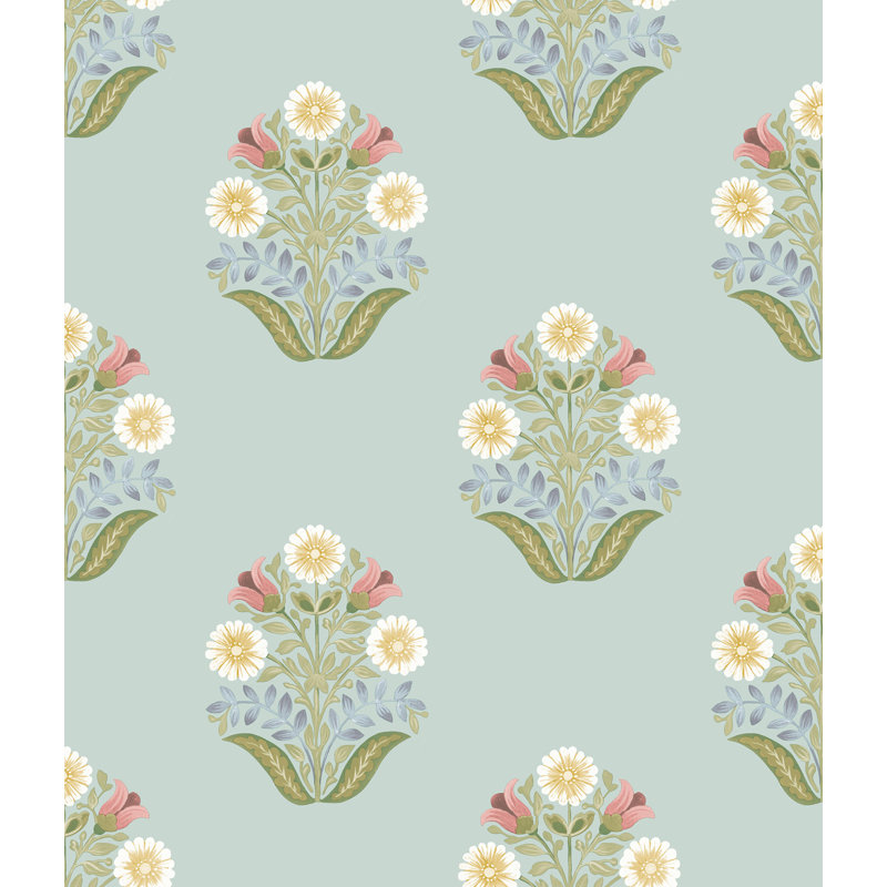 Double rouleau floral Peel & Stick, Bleu