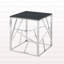 Table de bout moderne en verre avec structure en métal géométrique, table de chevet décorative, table de coin pour le salon, le bureau personnel, la chambre à coucher-1325381326