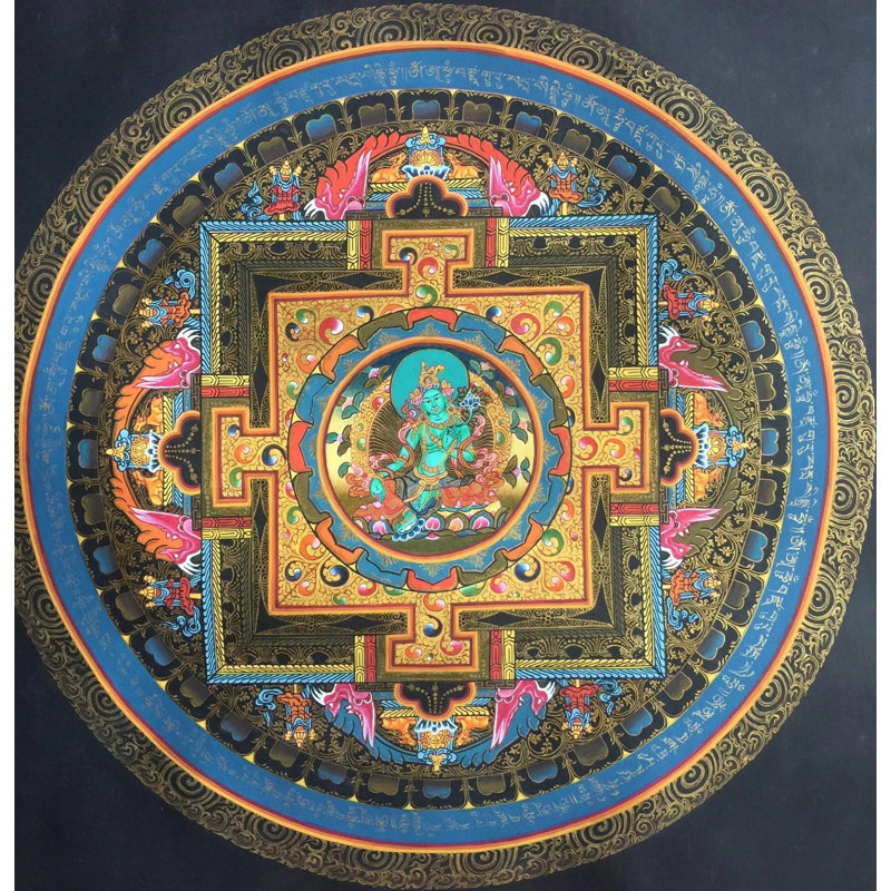 Vert Tara Mandala Thangka (Thangka sans brocart)