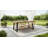 70.75" Acacia Wood Outdoor Dining Table, Natural Brown Wood Top with Black Metal Frame, Slat Panel Rustic Design for Patio & Backyard