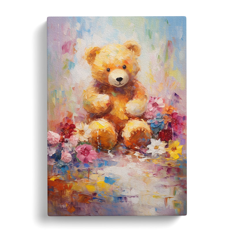 Teddy Bear Impressionism - Wrapped Canvas, 50cm H x 35cm W x 3cm D