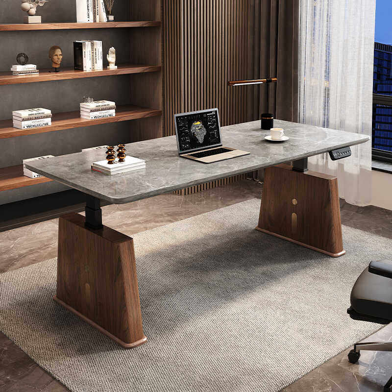 Bureau moderne réglable en hauteur 62,99 po, H 49,21 po x l 62,99 po x P 27,56 po