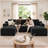 Boneless 96" Compression Cloud Modular Sectional Sofa & 1 Ottoman, Contemporary Plush Fabric Couch, Relaxing U-Shaped Seating for Living Room, Deep Seat Corner Sofa, No Assembly Required-461947126-461891165
