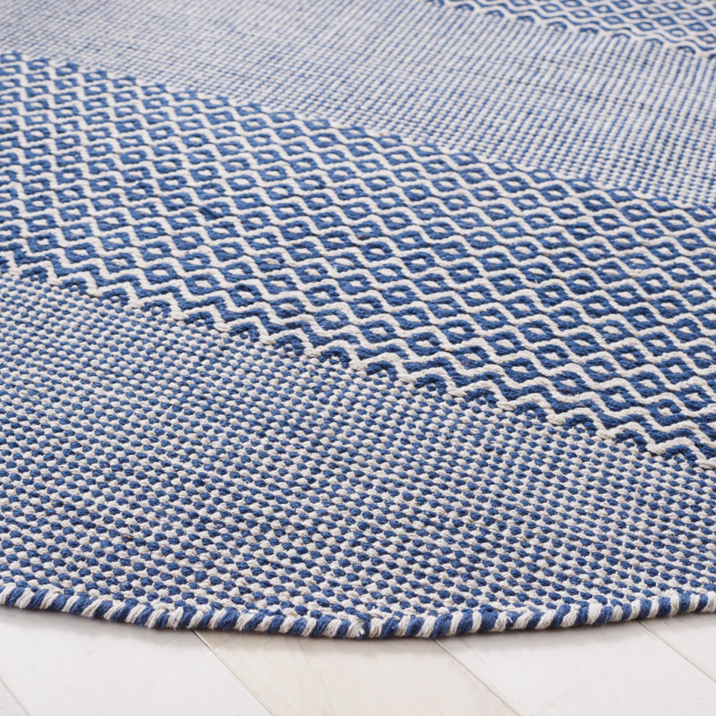 Annia Hand Woven Cotton Striped Rug, Round 6'