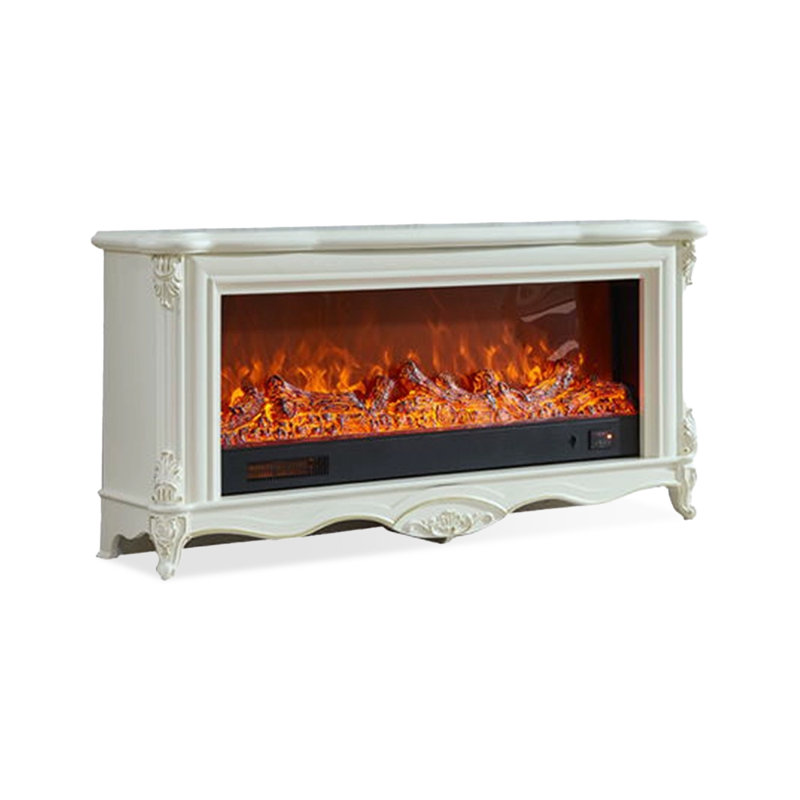 Beige Solid Wood Electric Heating Fireplace