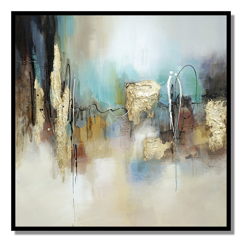 " Blue and Gold Abstract " Painting