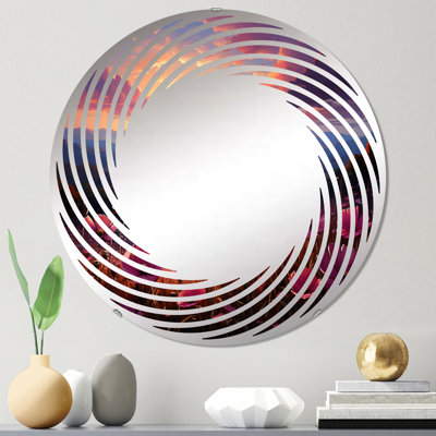 Miroir mural en spirale rose à motif de fleurs roses pourpre - MIR111990