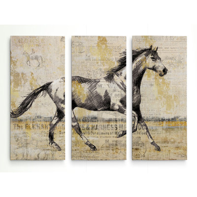 Reproduction d’art sur toile tendue multi-pièces Golden Stallion I