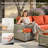 Carolle 13 Piece Patio Sectional Furniture With Swivel Rocking Chairs, Rattan Wicker Coversation Set With Glowing Coffee Table, Outdoor Sofa Set With Fire Pit For Outside Porch Balcony Backyard Pool-2140750614