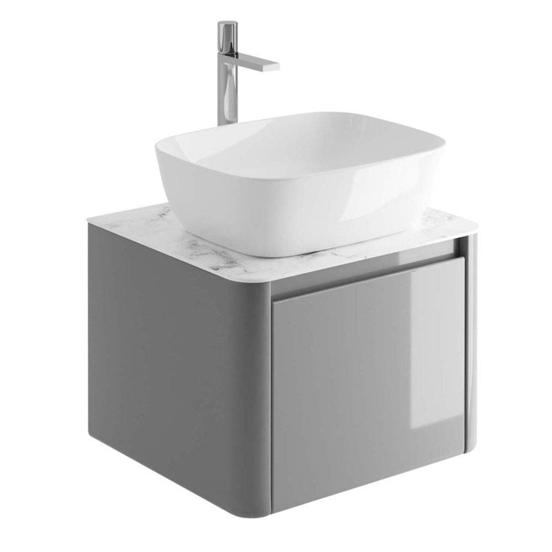 Bathroom Vanity with Basin, White, Light Grey