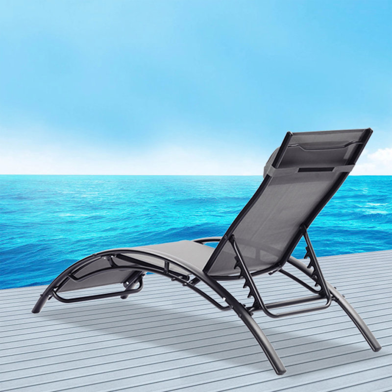 Ensemble de 2 chaises longues d'extérieur inclinables, Gris