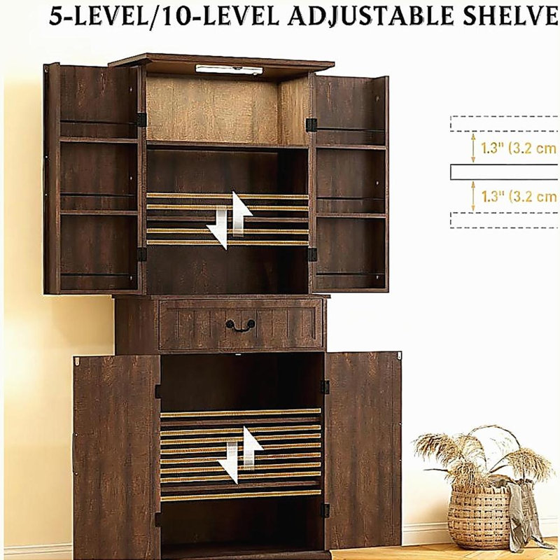 Armoire de rangement moderne, armoire de cuisine à DEL avec tablettes de porte Modern