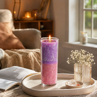 Diffuseur d'arômes, humidificateur, bougie parfumée en verre à texture cristalline bicolore, chandelle rituelle en verre faite à la main avec fleurs séchées, décoration pour rituels ésotériques