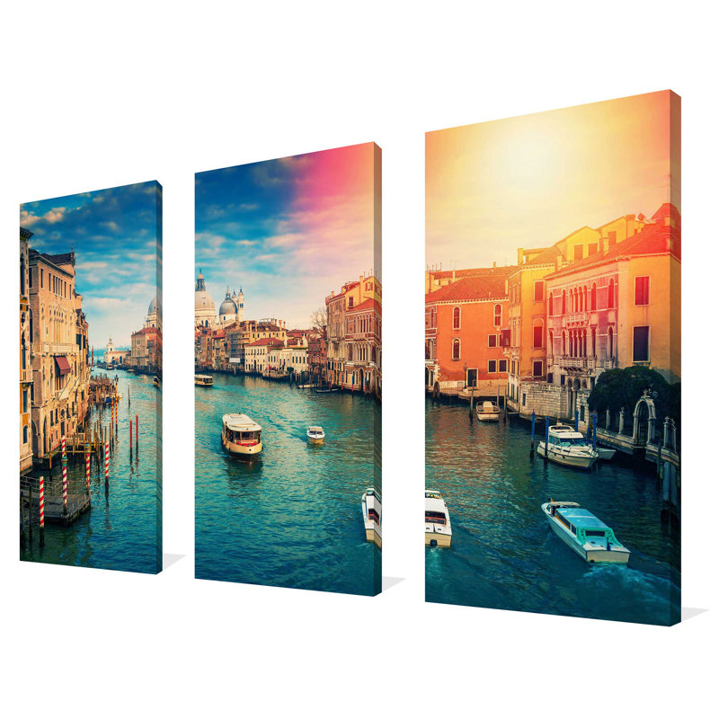 Venise, Italie - ensemble de 3 reproductions de photos sur toiles tendues