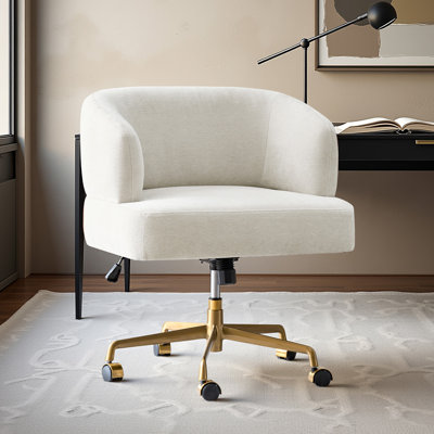  Chaise de bureau pivotante en chenille simple avec accoudoirs courbés Jacqueline