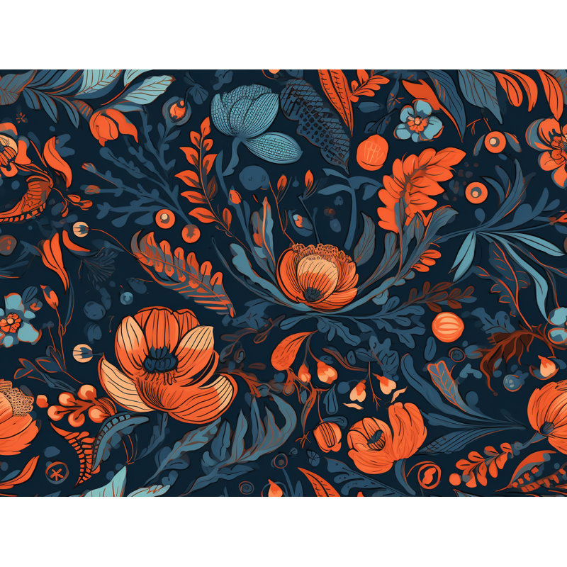 Machine Printed Comforter, Twin Extra Long Comforter, Navy/Orange