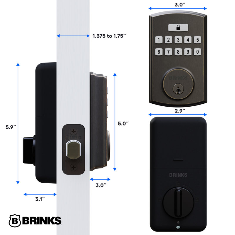 Brinks Electronic Keypad Deadbolt Lock, Tuscan Bronze