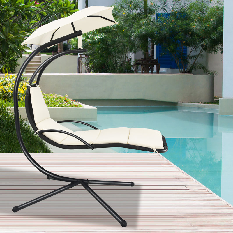 Chaise longue suspendue Venerocia avec support, Blanc