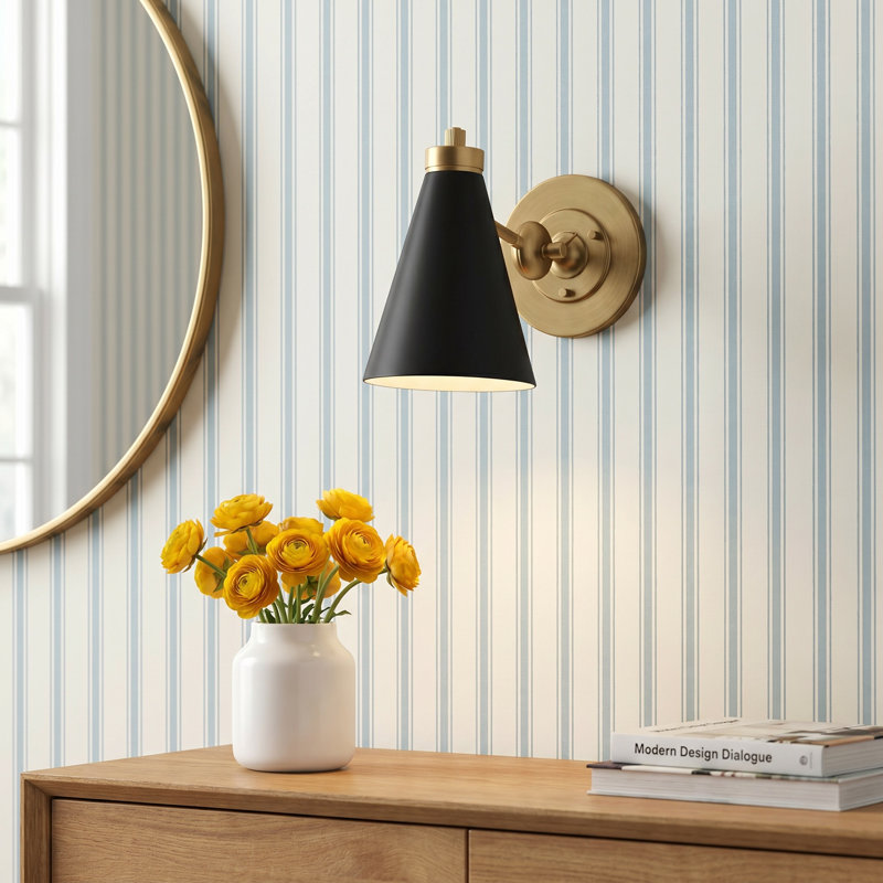 Reece Swing Arm Sconce, Black, Gold