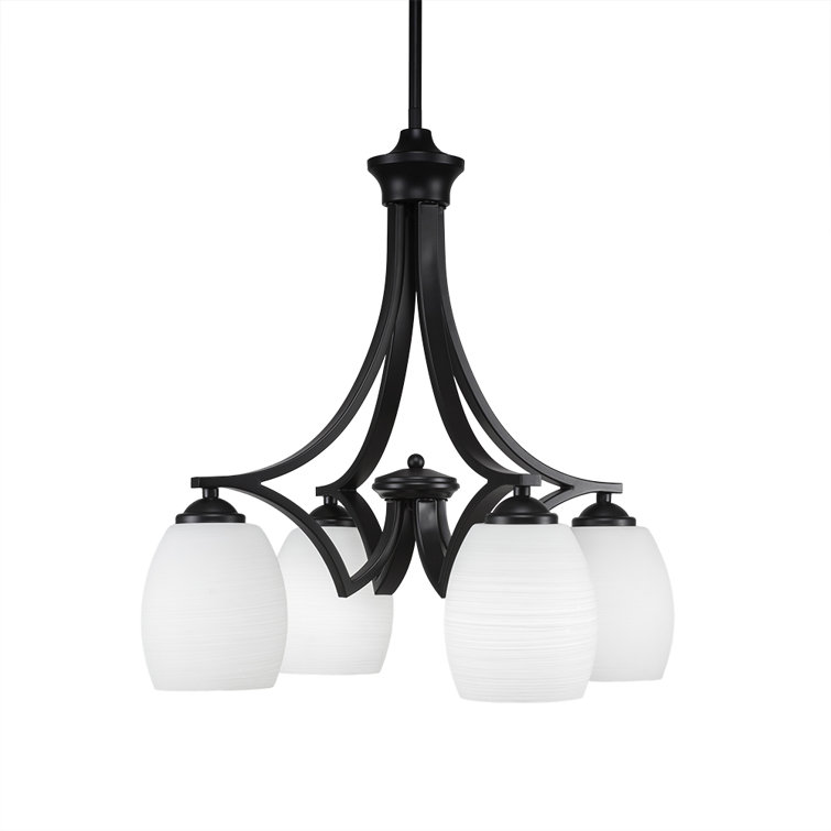Zilo 4 Light Downlight Chandelier Shown In Graphite Finish With 5" White Linen Glass