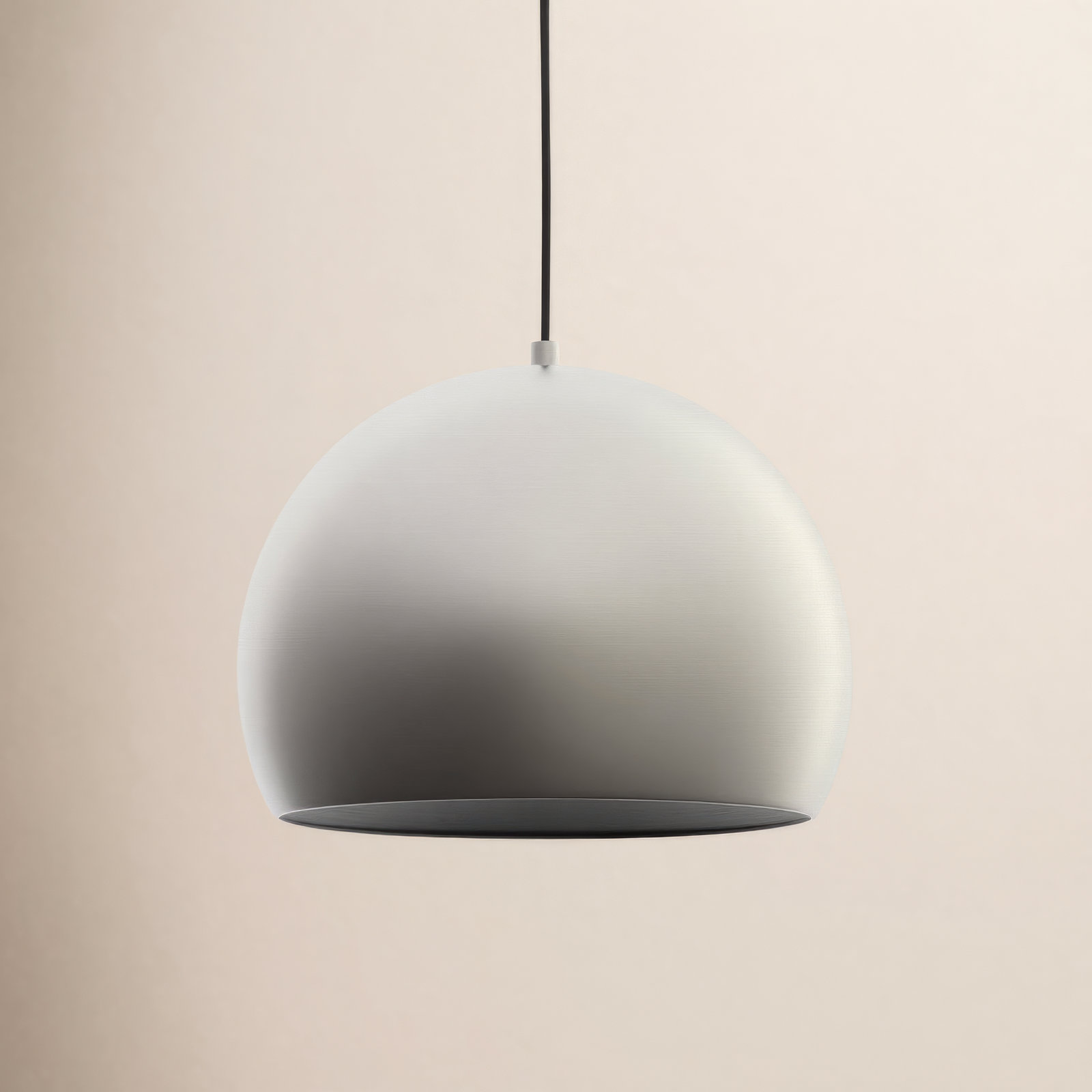 Nelle Single Light Metal Dimmable LED Pendant, Satin Nickel/Black, 14.5" H x 19.75" W x 19.75" D