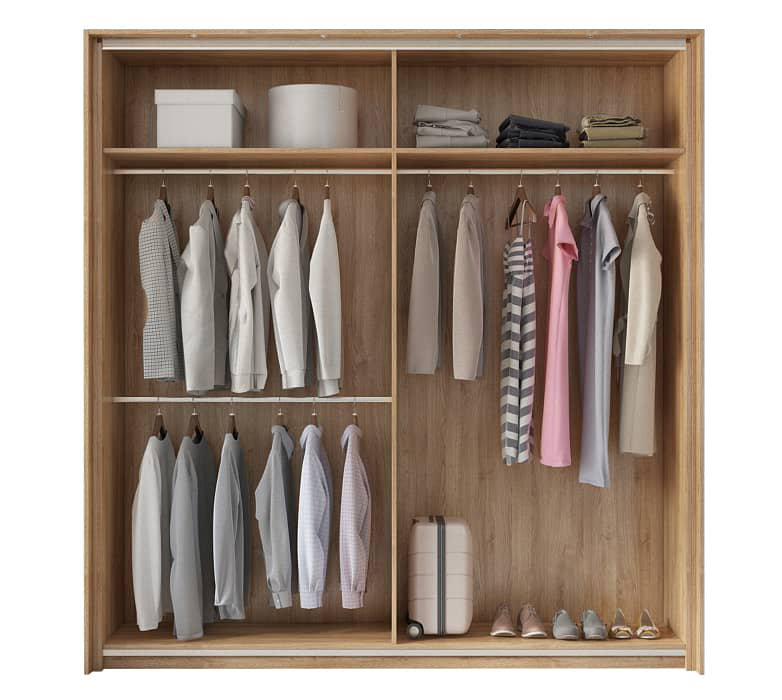 Detjon 2 Door Manufactured Wood Wardrobe, Oak Monastery