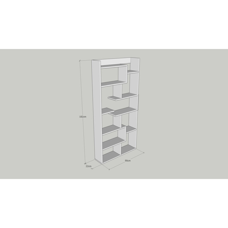 Bibliothèque moderne en pin, panneau de particules enduit 100% mélamine, 35,4 x 71,7 x 8,7 pouces | Nombreuses tablettes, fixation murale | Solution de rangement élégante et fonctionnelle pour la décoration de maison et de bureau, design durable et élégant