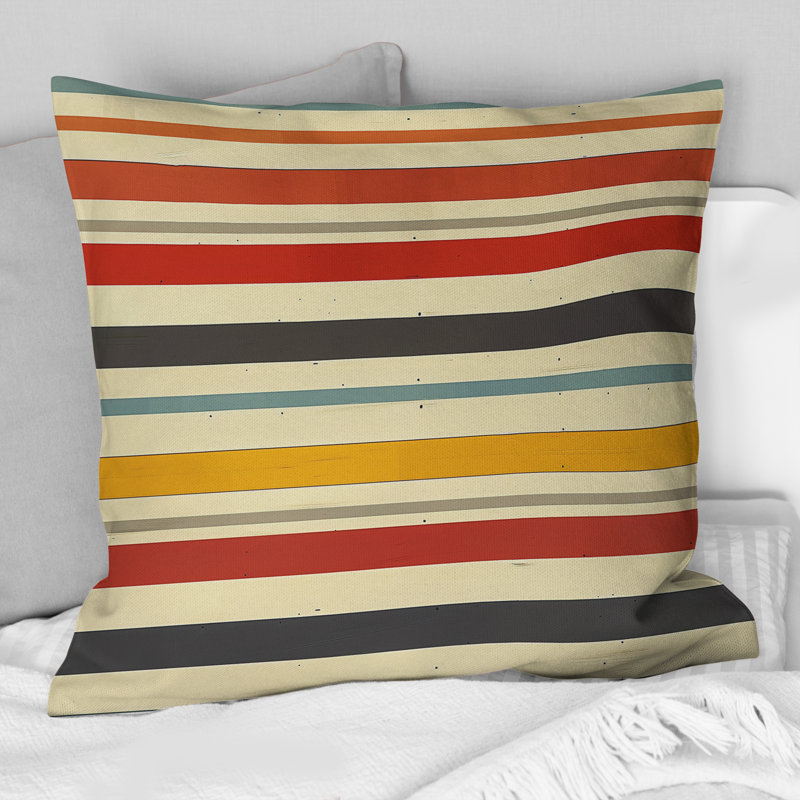 Coussin décoratif crème Mid-Century rayé crème - Mid-Century, H 18 po x l 18 po