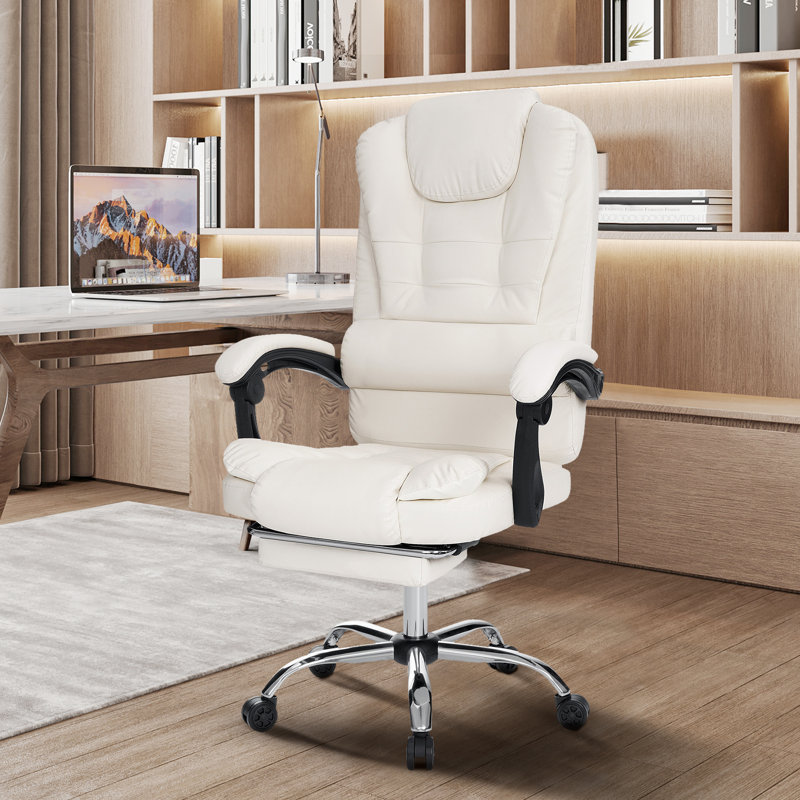 Fauteuil de bureau ergonomique avec repose-pieds Markisha, Blanc