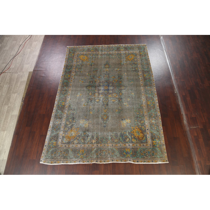 Tapis floral motif persan Tabriz noué à la main 8 x 11