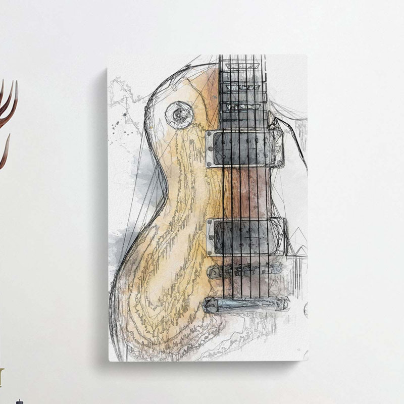 Aged Electric Guitar in Abstract - Wrapped Canvas, 50cm H x 35cm W x 3cm D