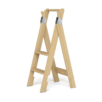 43-1/2" Folding 2 Step Wood Step Stool With 250 Lb. Load Capacity