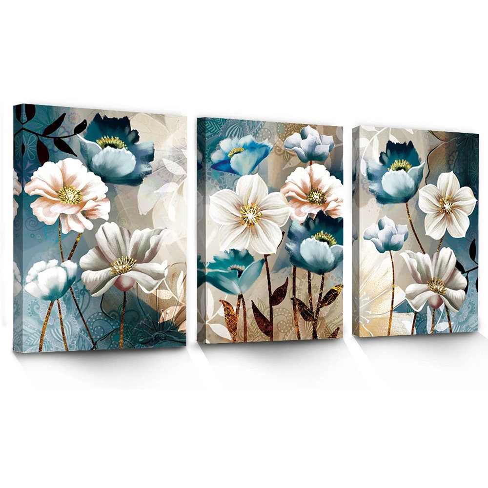 Red Barrel Studio® 3 Piece Lotus Flower Canvas Wall Art For Living Room ...
