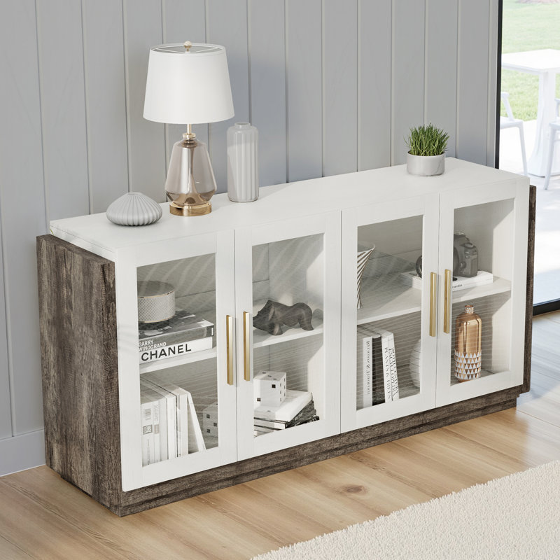 Buffet Ainez 64, Blanc / Gris
