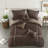 Luxury Micro Corduroy Bedding Sets, Polyester Brown Queen, Modern Lodge Comfort