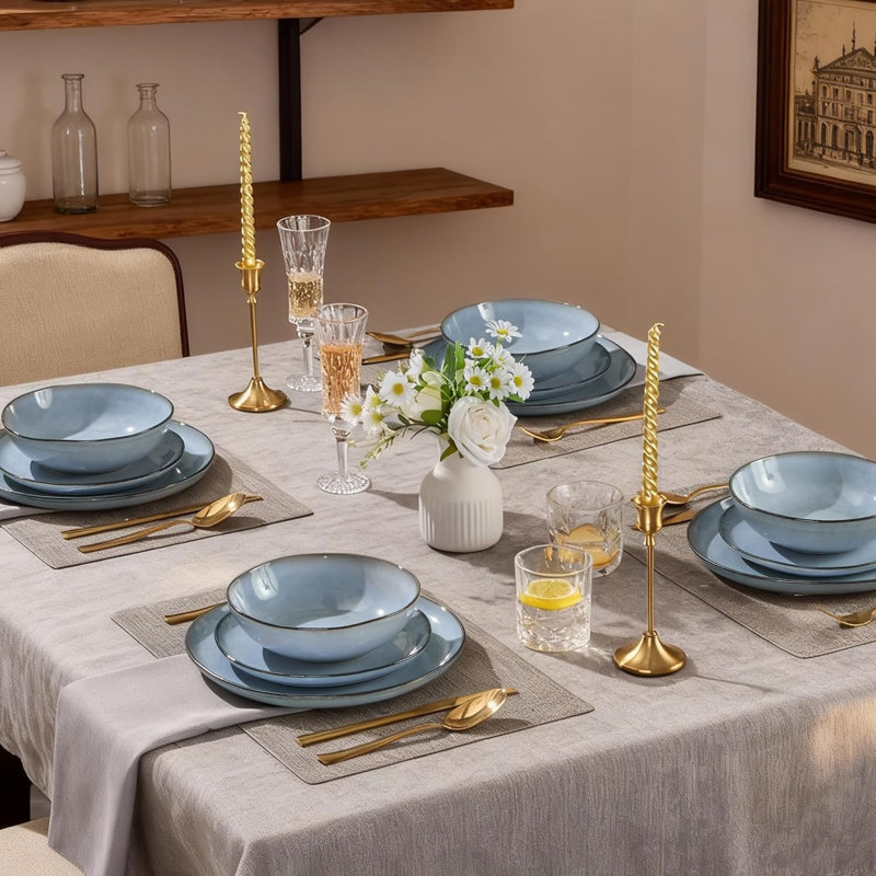 Stoneware Dinnerware - Service for 4, Lakeside Mist