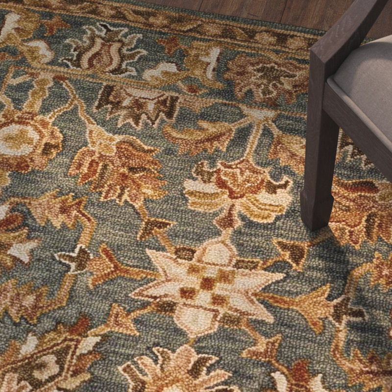 Tapis oriental en laine brun crocheté à la main Asan, Rectangle 9 pi 3 po x 13 pi