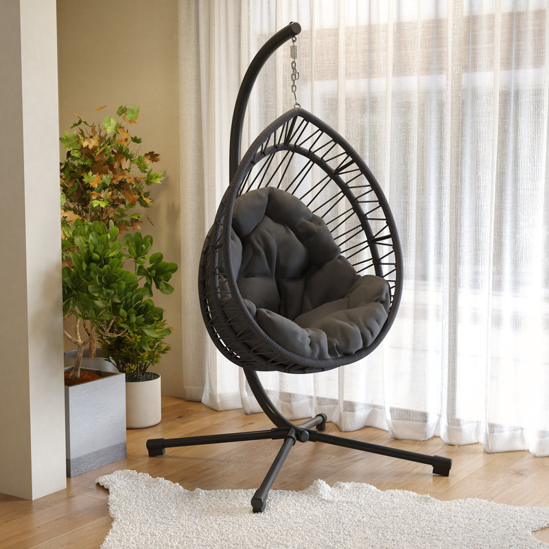 Chaise suspendue d'extérieur en forme d'œuf avec support pour patio et intérieur
