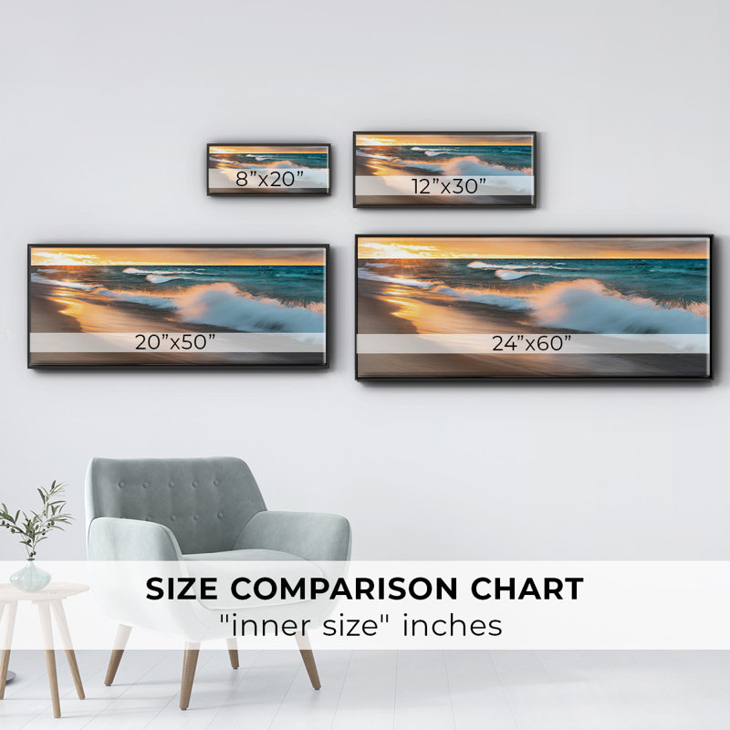Miners Beach Light- Framed Canvas, 12" H x 30" W
