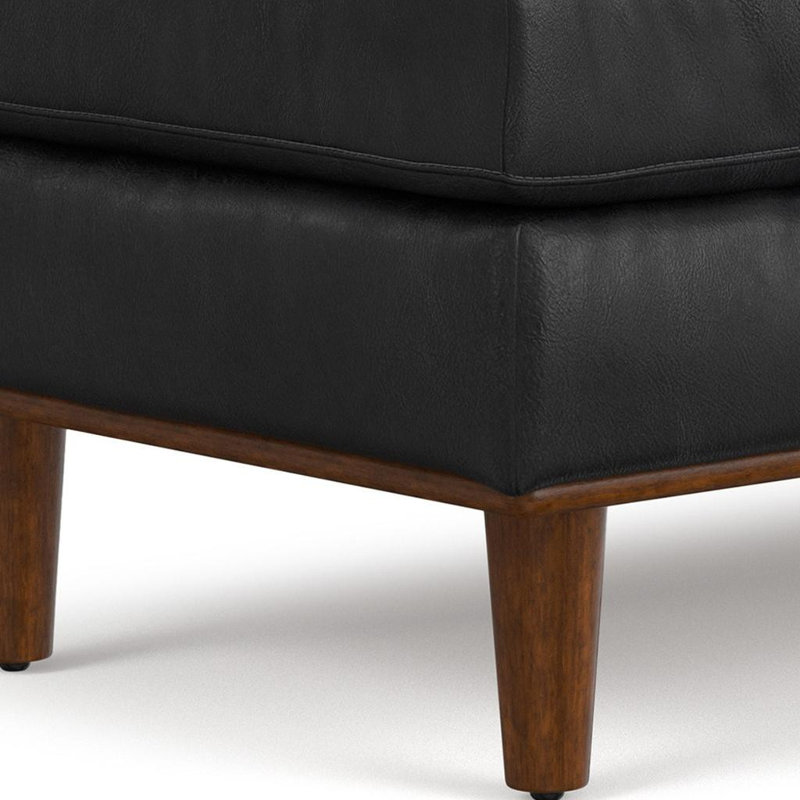 Pouf cocktail en cuir véritable noir et brun de 124 cm