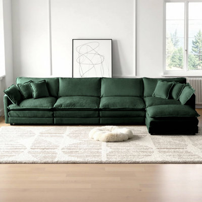 5-Seater L-Shaped Sectional Sofa with Ottoman - Modular Chenille Convertible Couch for Living Room, Reversible Deep Seat Design with Premium Comfort & Flexible Configuration