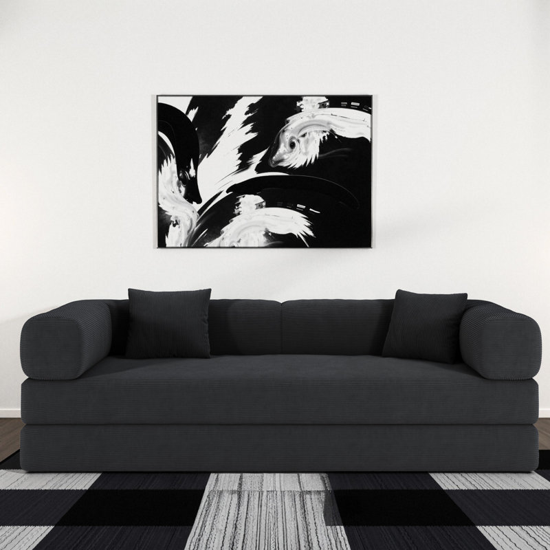 Lit convertible gris à 4 places, conception modulaire de 78,8 pouces, lit sur pied amovible en velours côtelé avec tissu, couleur, profondeur d'assise de 70 cm, fonction de pliage