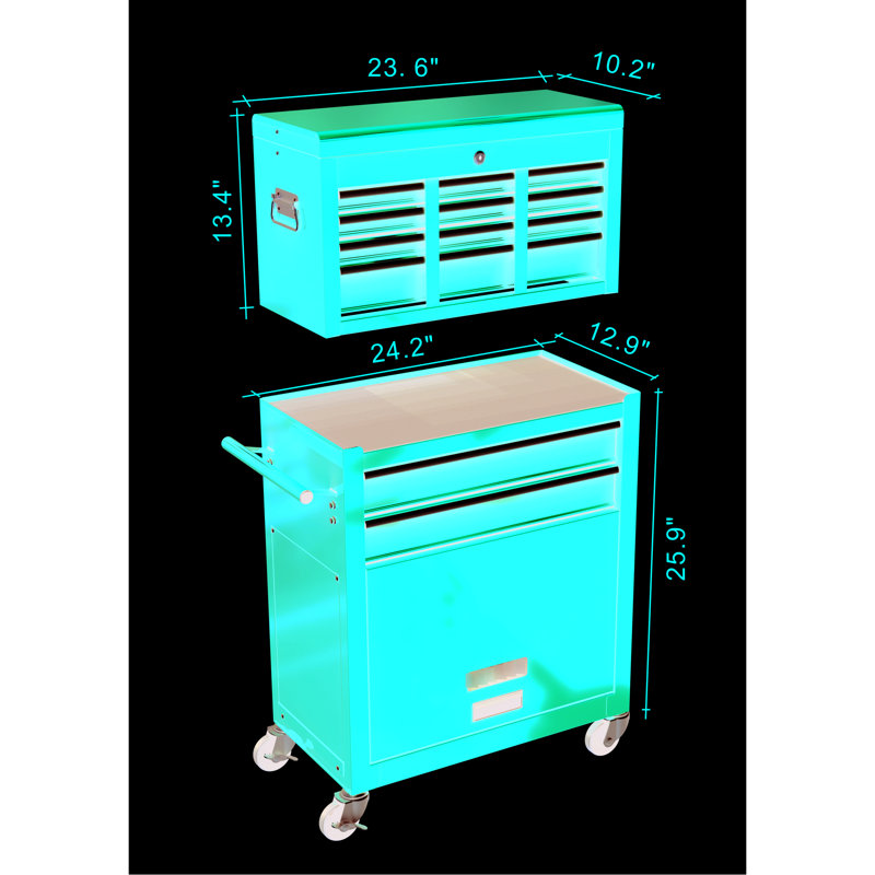 8 Red Tool Storage Chest With Wheels, Construction, Easy Access Drawers High Capacity 8 And , Robust Steel Secure Locking System