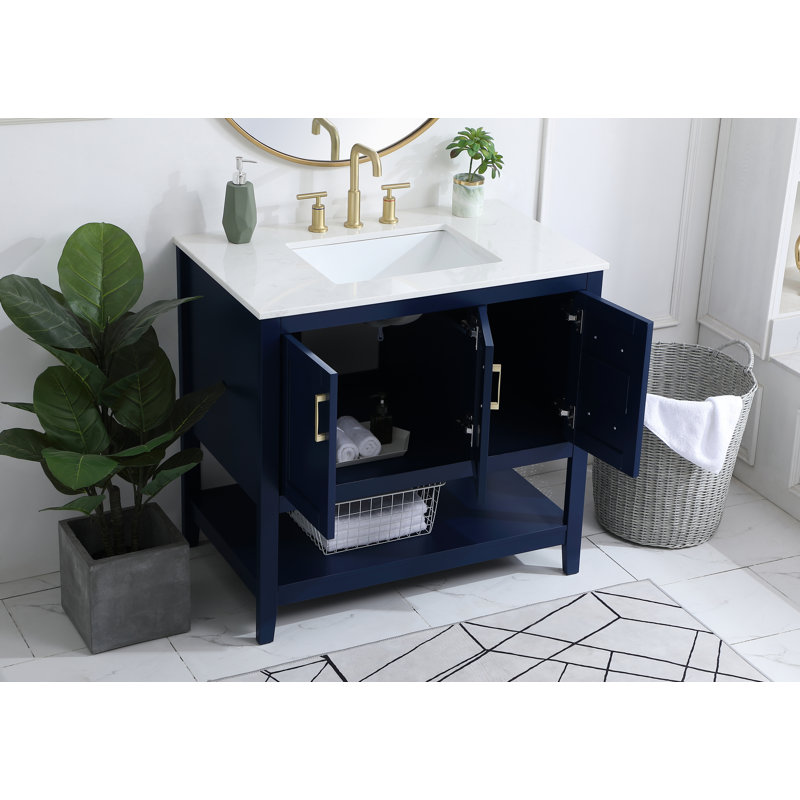 Ensemble de meuble-lavabo simple 36 po Scottsbluff, Bleu