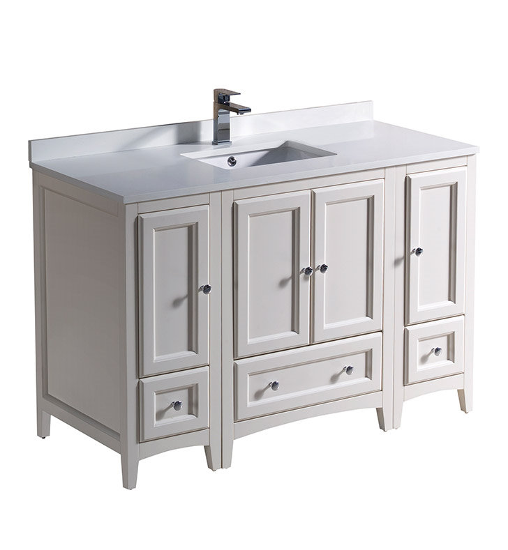 48" Antique White Quartz Stone Single Sink Vanity