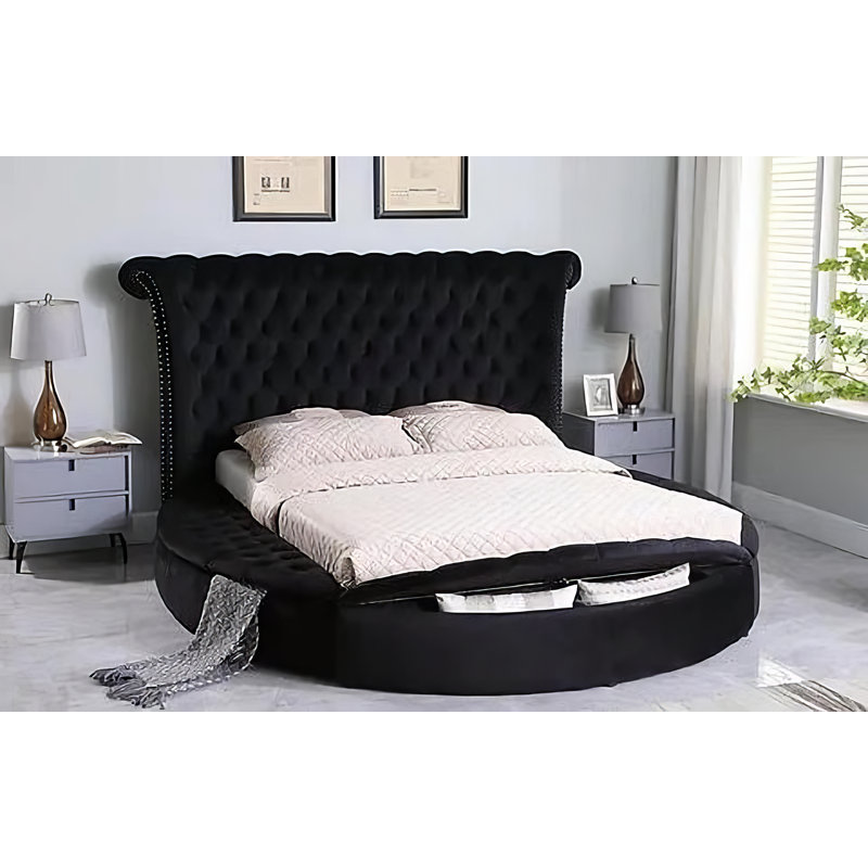 Lit-bateau tapissier Kassadi, Grand, Noir