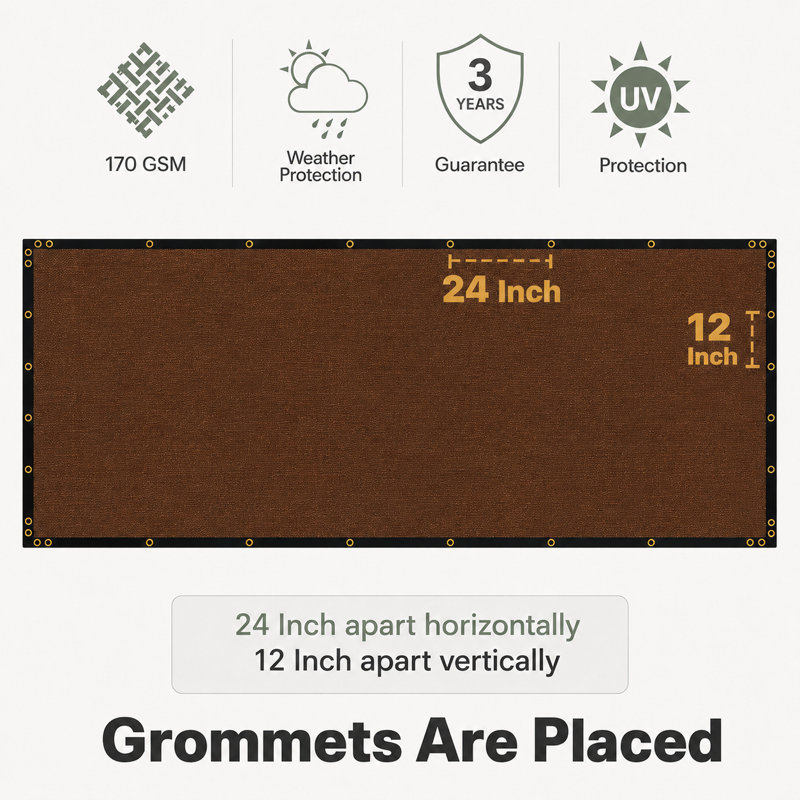 Housse de protection en tissu pour clôture d'intimité H 3 pi ColourTree, Brun, H 3 pi x l 85 pi